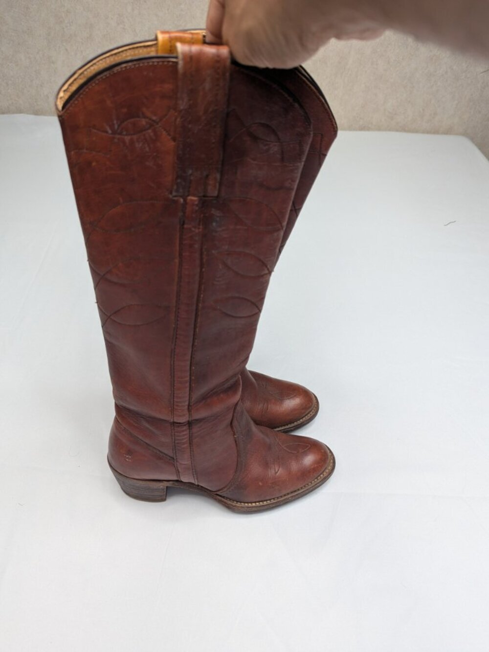 Vintage 1950-1970 FRYE Black Label Campus Stitch Tall Leather Boots 8558 6.5B - Picture 5 of 16